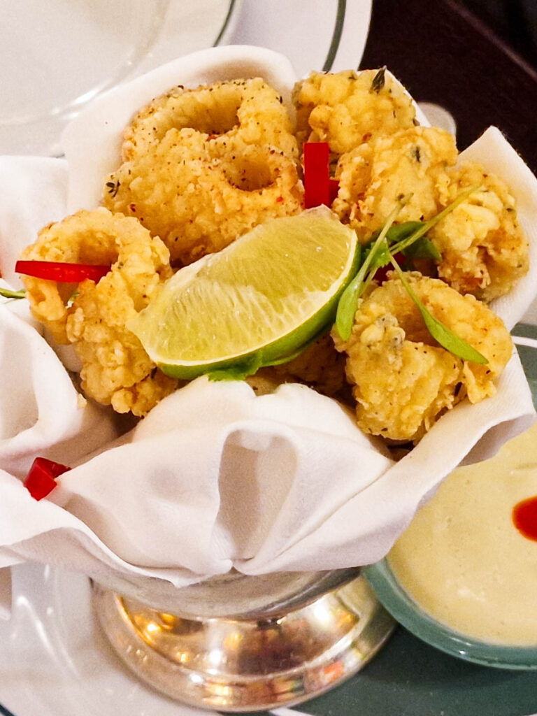 Coriander and lime calamari fritti with a spiced mayonnaise starters from the ivy Winchester