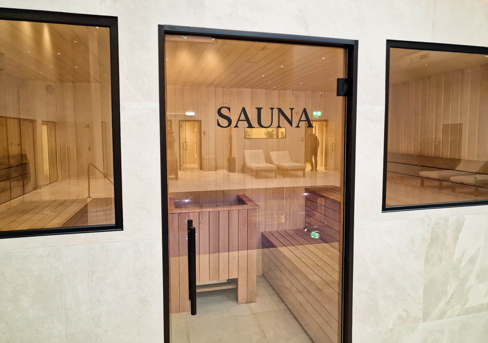 The sauna room in the spa in the Winchester hotel