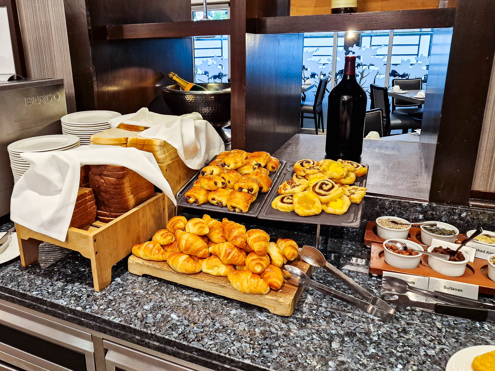 A selection of breads and pastries for the breakfast selection in the Winchester hotel