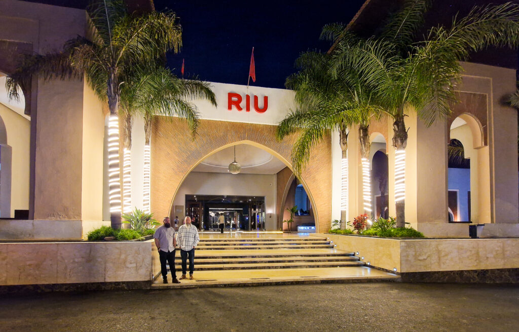The grand entrance to Riu Palace Tikida Hotel in Agadir