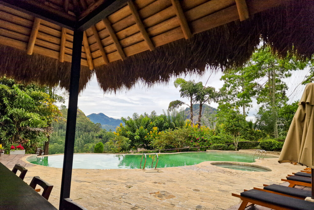 98 Acres Resort swimming pool with a view of Little Adams Peak
