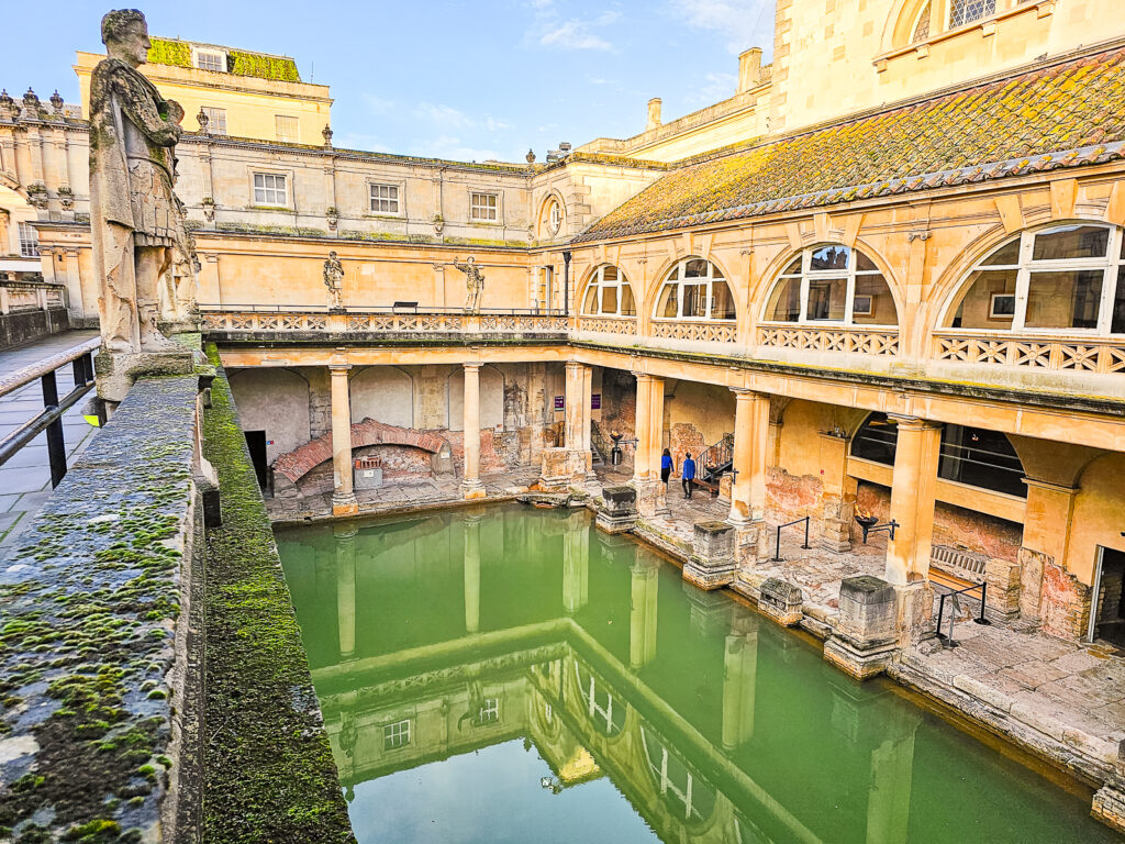 The Roman Baths in Bath with statues of emperor's on top
